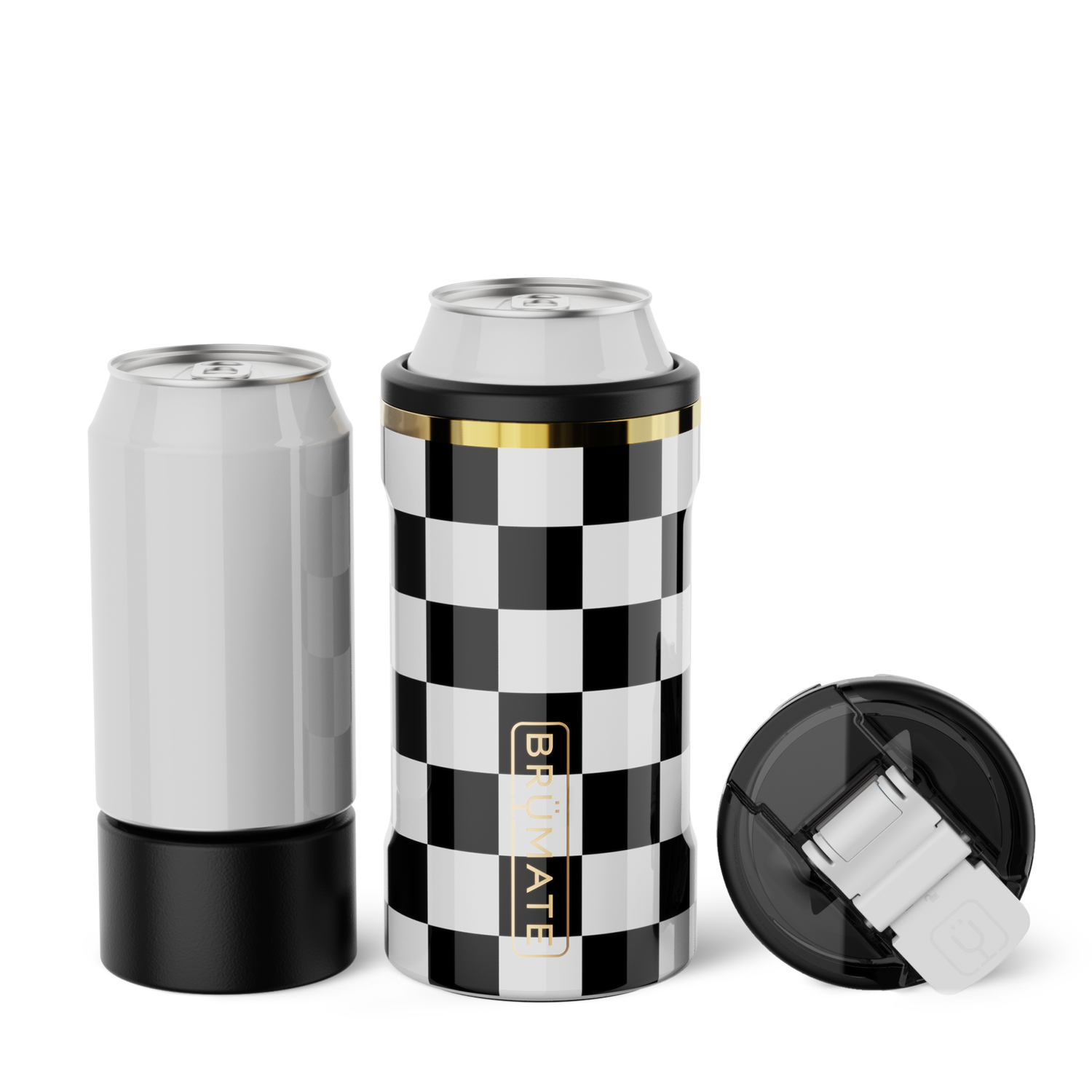 Hopsulator Trio V2 | Black & White Checker | 12/16oz Standard Cans - Clean Routine